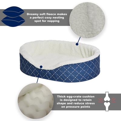 Show full view: MidWest Cradle Nesting Orthopedic Bolster Cat & Dog Bed with Removable Cover, Blue/White, Small slide 3 of 6