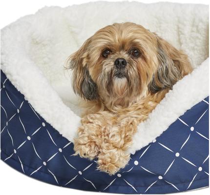 Show full view: MidWest Cradle Nesting Orthopedic Bolster Cat & Dog Bed with Removable Cover, Blue/White, Small slide 4 of 6