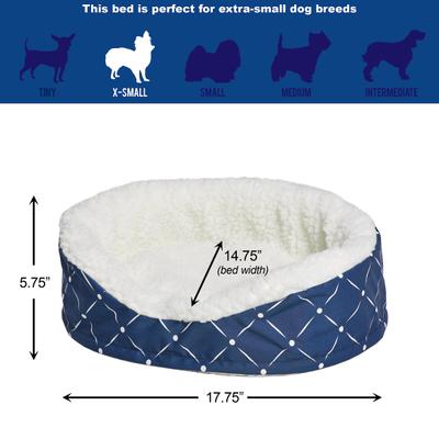 Show full view: MidWest Cradle Nesting Orthopedic Bolster Cat & Dog Bed with Removable Cover, Blue/White, X-Small slide 3 of 5