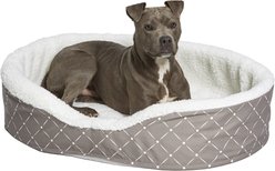 MidWest Cradle Nesting Orthopedic Bolster Cat & Dog Bed with Removable Cover, Mushroom/White, Medium
