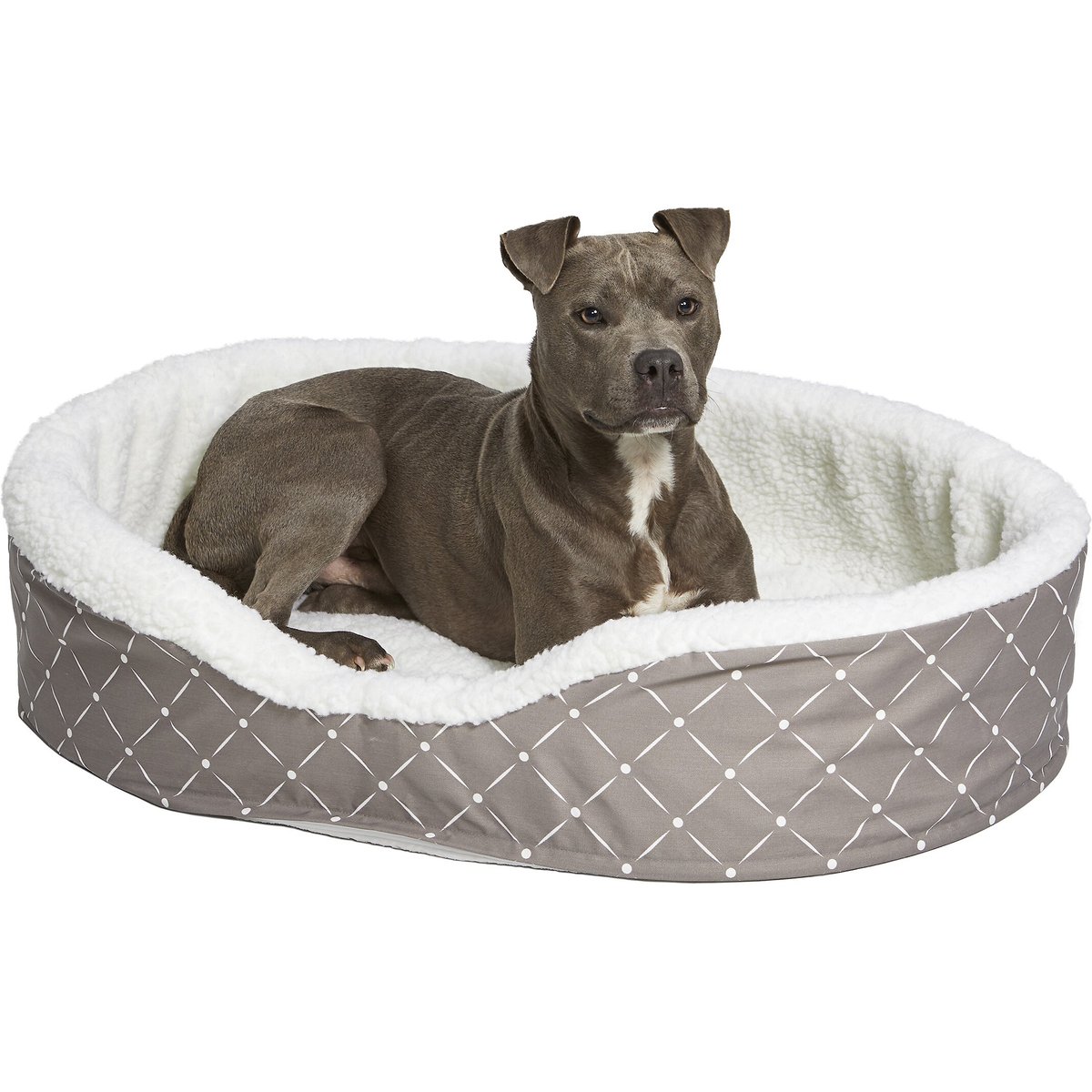 MidWest Cradle Nesting Orthopedic Bolster Cat & Dog Bed with Removable Cover, Mushroom/White, Medium
