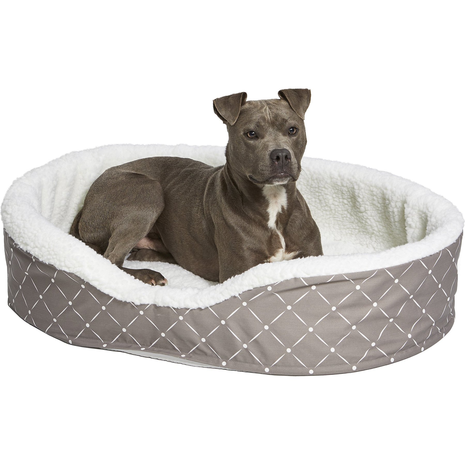 MidWest Cradle Nesting Orthopedic Bolster Cat & Dog Bed with Removable Cover, Mushroom/White, Medium