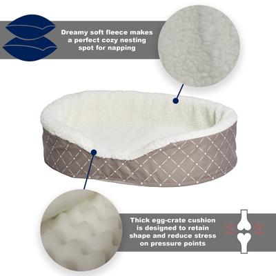 Show full view: MidWest Cradle Nesting Orthopedic Bolster Cat & Dog Bed with Removable Cover, Mushroom/White, X-Small slide 3 of 5