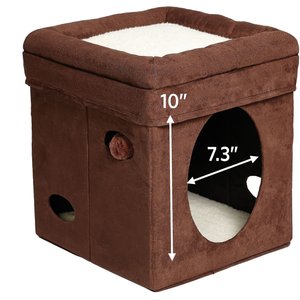 MidWest Curious Cube Cat Condo, Brown Suede