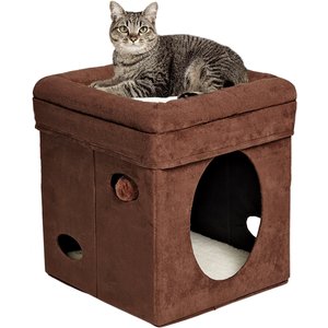 MidWest Curious Cube Cat Condo, Brown Suede