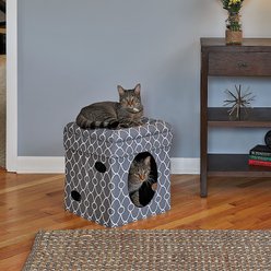 MidWest Curious Cube Cat Condo, Geometric Gray