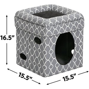 MidWest Curious Cube Cat Condo, Geometric Gray