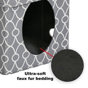 MidWest Curious Cube Cat Condo, Geometric Gray