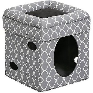 MidWest Curious Cube Cat Condo, Geometric Gray