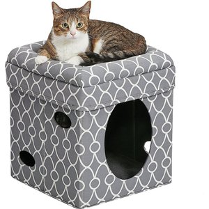 MidWest Curious Cube Cat Condo, Geometric Gray
