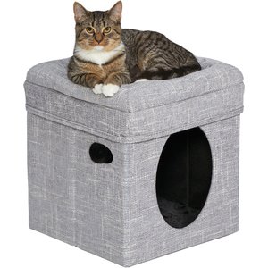 MidWest Curious Cube Cat Condo, Silver