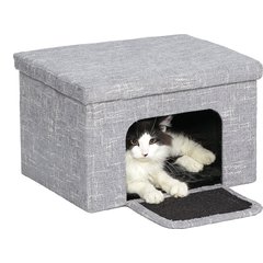 MidWest Curious Cube Cat Condo, Silver