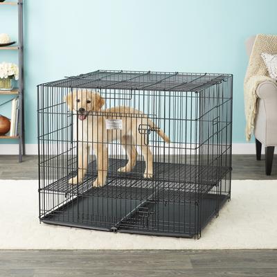 Show full view: MidWest Double Door Collapsible Wire Puppy Crate with 1 inch Floor Grid, 37 inch slide 1 of 10