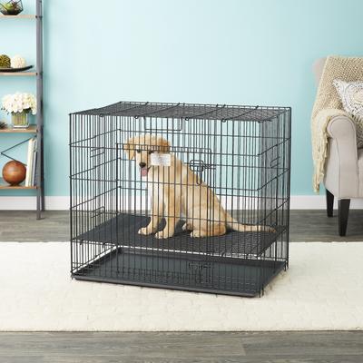 Show full view: MidWest Double Door Collapsible Wire Puppy Crate with 1/2 inch Floor Grid, 35 inch slide 1 of 10