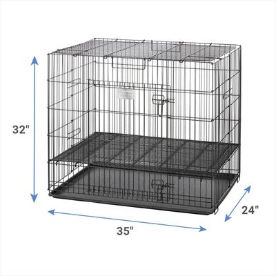 Show full view: MidWest Double Door Collapsible Wire Puppy Crate with 1/2 inch Floor Grid, 35 inch slide 3 of 10