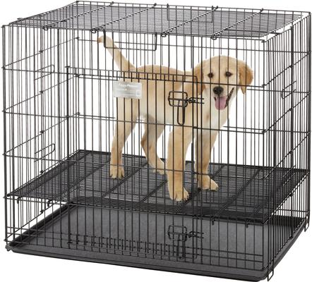 Show full view: MidWest Double Door Collapsible Wire Puppy Crate with 1/2 inch Floor Grid, 35 inch slide 4 of 10