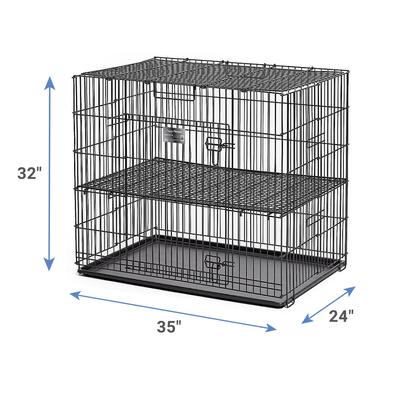 Show full view: MidWest Double Door Collapsible Wire Puppy Crate with 1/2 inch Floor Grid, 35 inch slide 6 of 10