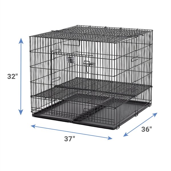 Show full view: MidWest Double Door Collapsible Wire Puppy Crate with 1/2 inch Floor Grid, 37 inch slide 6 of 10