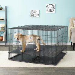MidWest Double Door Collapsible Wire Puppy Crate with 1/2 inch Floor Grid, 48 inch
