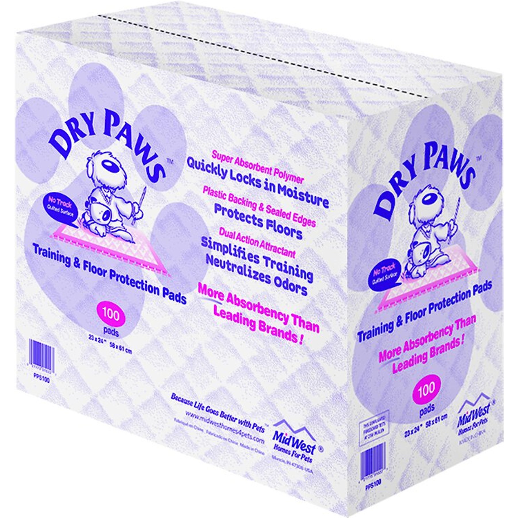 MidWest Dry Paws Training & Floor Protection Pads, 100 count