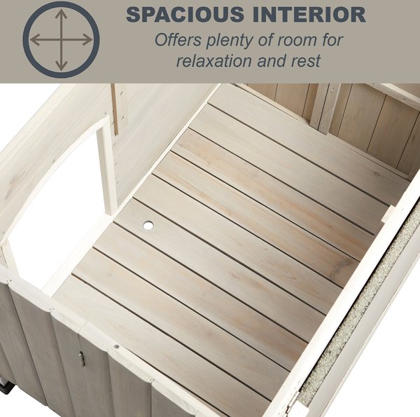 MIDWEST Eillo Folding Outdoor Wood Dog House, Beige, Large - Chewy.com