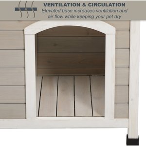 MidWest Eillo Folding Outdoor Wood Dog House, Beige, Large