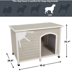 MidWest Eillo Folding Outdoor Wood Dog House, Beige, Large