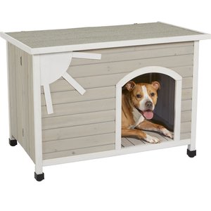 MidWest Eillo Folding Outdoor Wood Dog House, Beige, Medium
