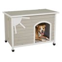 MidWest Eillo Folding Outdoor Wood Dog House, Beige, Medium