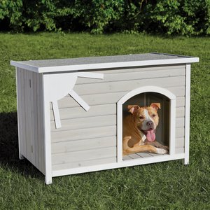 MidWest Eillo Folding Outdoor Wood Dog House, Beige, Medium