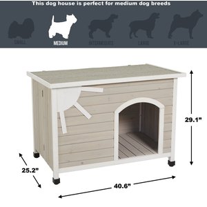MidWest Eillo Folding Outdoor Wood Dog House, Beige, Medium