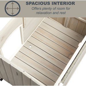 MidWest Eillo Folding Outdoor Wood Dog House, Beige, Small