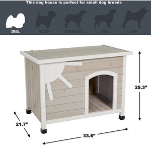MidWest Eillo Folding Outdoor Wood Dog House, Beige, Small