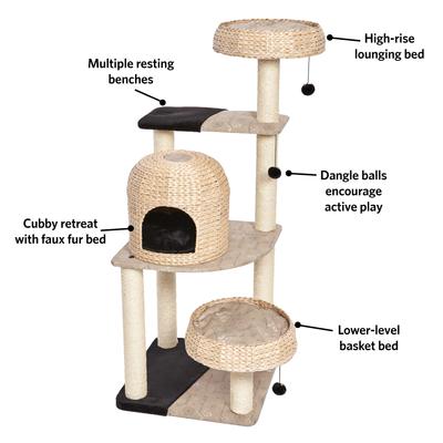 Show full view: MidWest Feline Nuvo Biscayne 59.75-in Modern Wicker Cat Tree & Condo slide 3 of 5