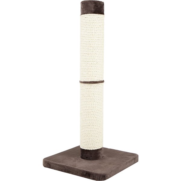 KZLAA Self Groomer Brush 45-in Sherpa Cat Scratching Post with Interactive Ball Toy, Pink