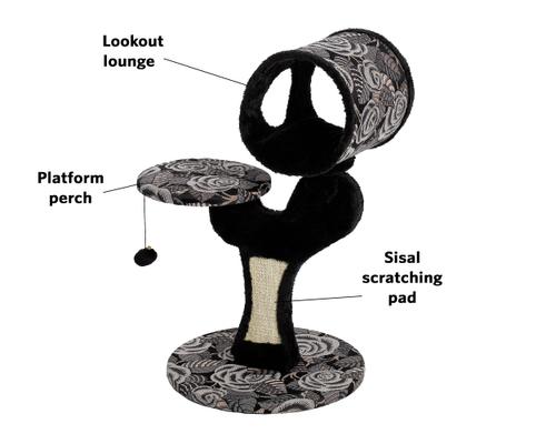 Show full view: MidWest Feline Nuvo Salvador 30.75-in Faux Fur Cat Tree, Black Floral slide 4 of 7