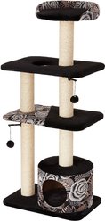 MidWest Feline Nuvo Tower 50.5-in Faux Fur Cat Tree & Condo, Black Floral slide 2 of 9