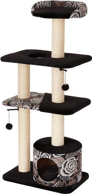 Show full view: MidWest Feline Nuvo Tower 50.5-in Faux Fur Cat Tree & Condo, Black Floral slide 3 of 12
