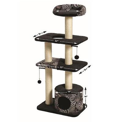 Show full view: MidWest Feline Nuvo Tower 50.5-in Faux Fur Cat Tree & Condo, Black Floral slide 8 of 12