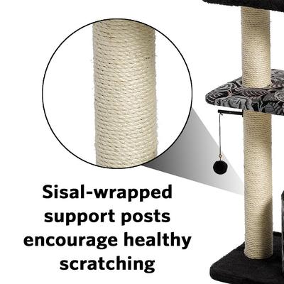 Show full view: MidWest Feline Nuvo Tower 50.5-in Faux Fur Cat Tree & Condo, Black Floral slide 10 of 12