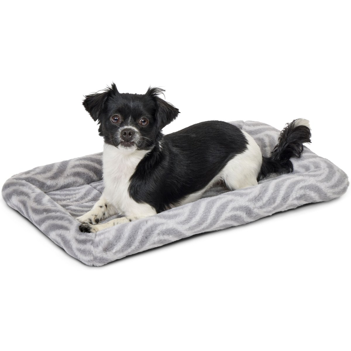 MidWest Homes for Pets Quiet Time Deluxe Wave Bolster Dog & Cat Bed, Gray, Small: 22-inch