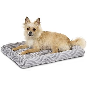 MidWest Homes for Pets Quiet Time Deluxe Wave Bolster Dog & Cat Bed, Gray, Small: 24-inch