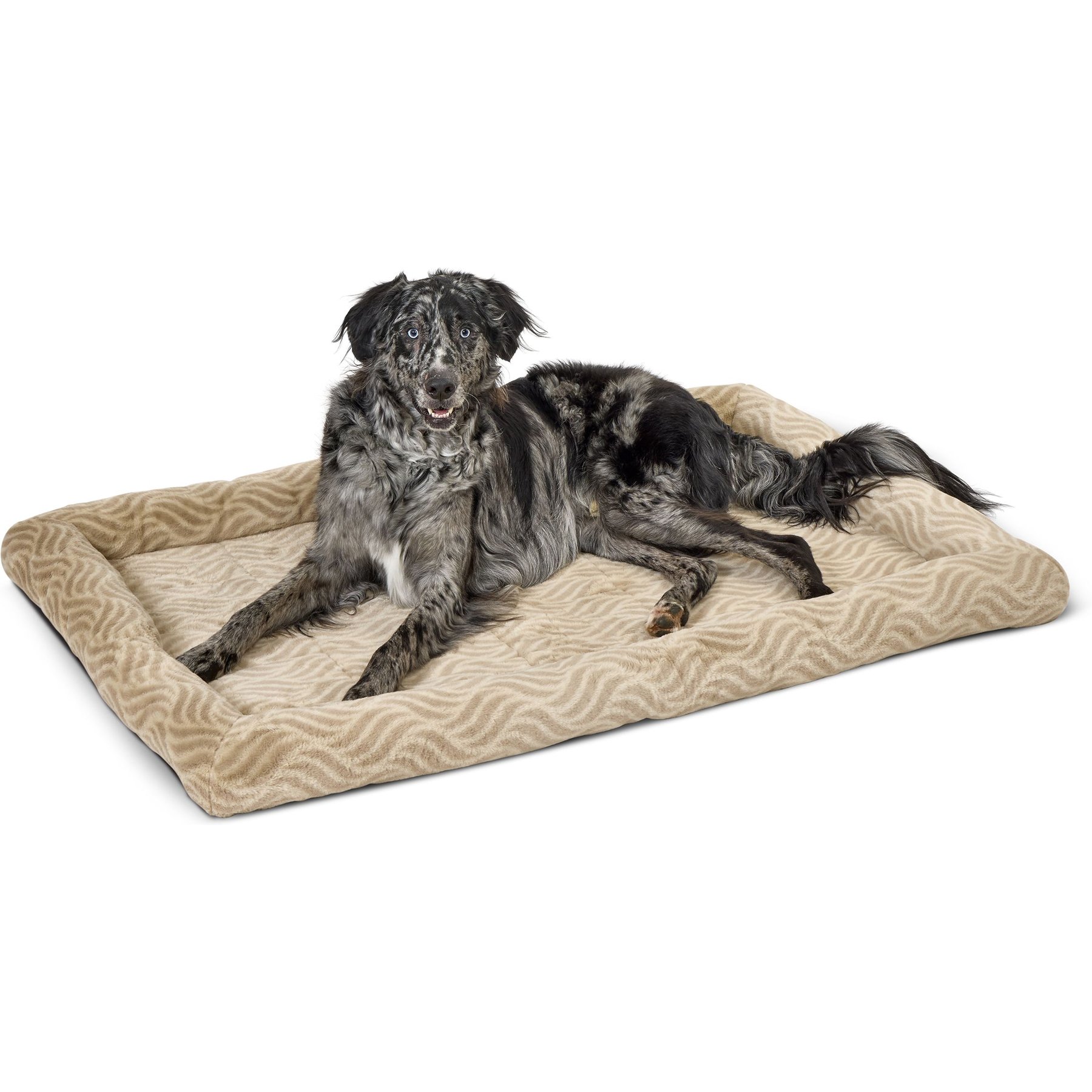 MidWest Homes for Pets Quiet Time Deluxe Wave Bolster Dog & Cat Bed, Tan, Giant