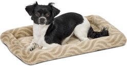 MidWest Homes for Pets Quiet Time Deluxe Wave Bolster Dog & Cat Bed, Tan, Small: 22-inch