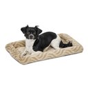 MidWest Homes for Pets Quiet Time Deluxe Wave Bolster Dog & Cat Bed, Tan, Small: 22-inch