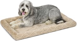 MidWest Homes for Pets Quiet Time Deluxe Wave Bolster Dog & Cat Bed, Tan, X-Large