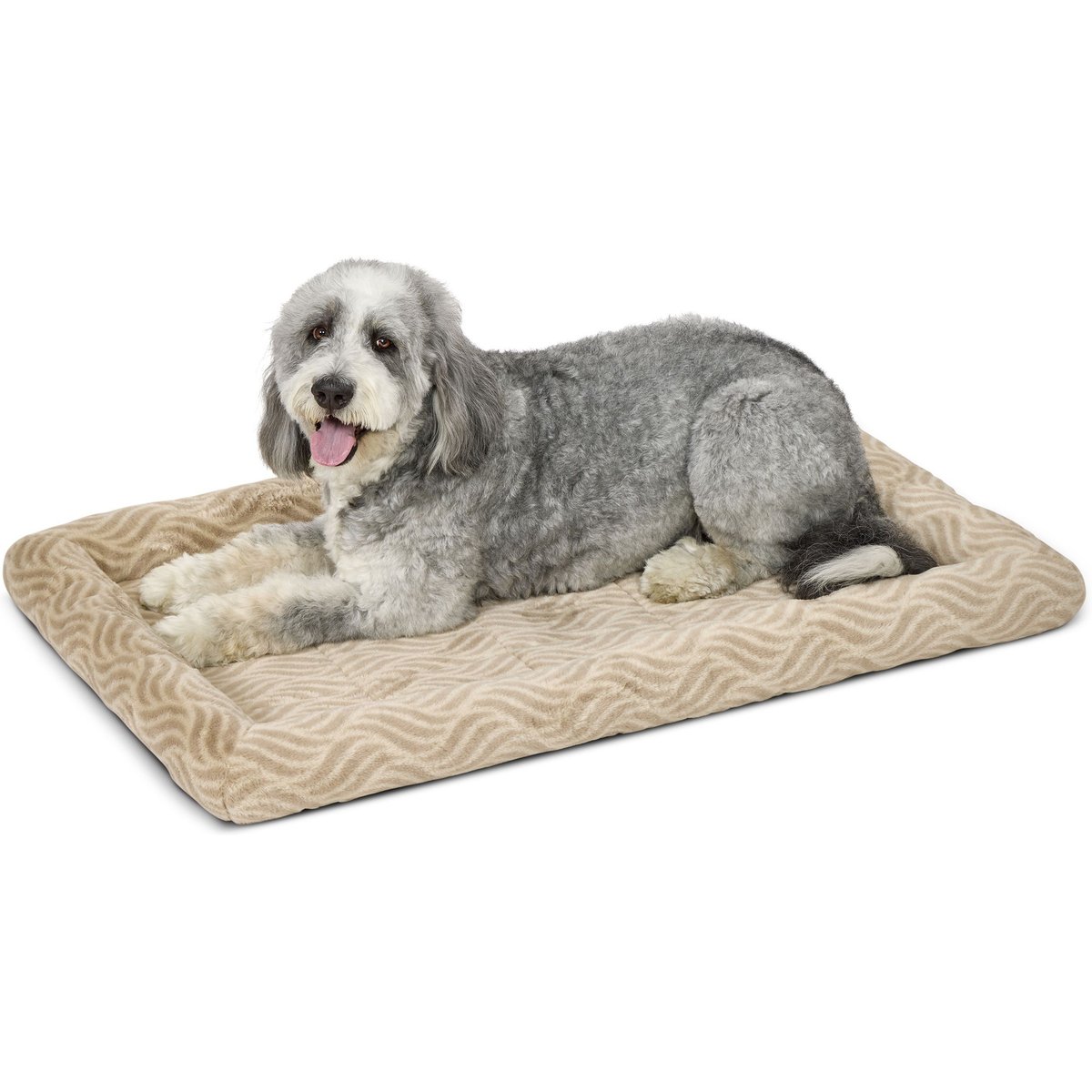 MidWest Homes for Pets Quiet Time Deluxe Wave Bolster Dog & Cat Bed, Tan, X-Large