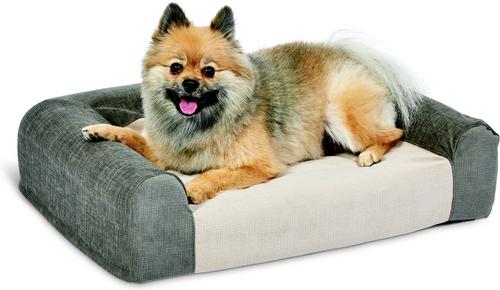 Show full view: MidWest Homes for Pets Signature QuietTime Memory Foam Dog Bed Sofa, Gray, Small slide 2 of 8