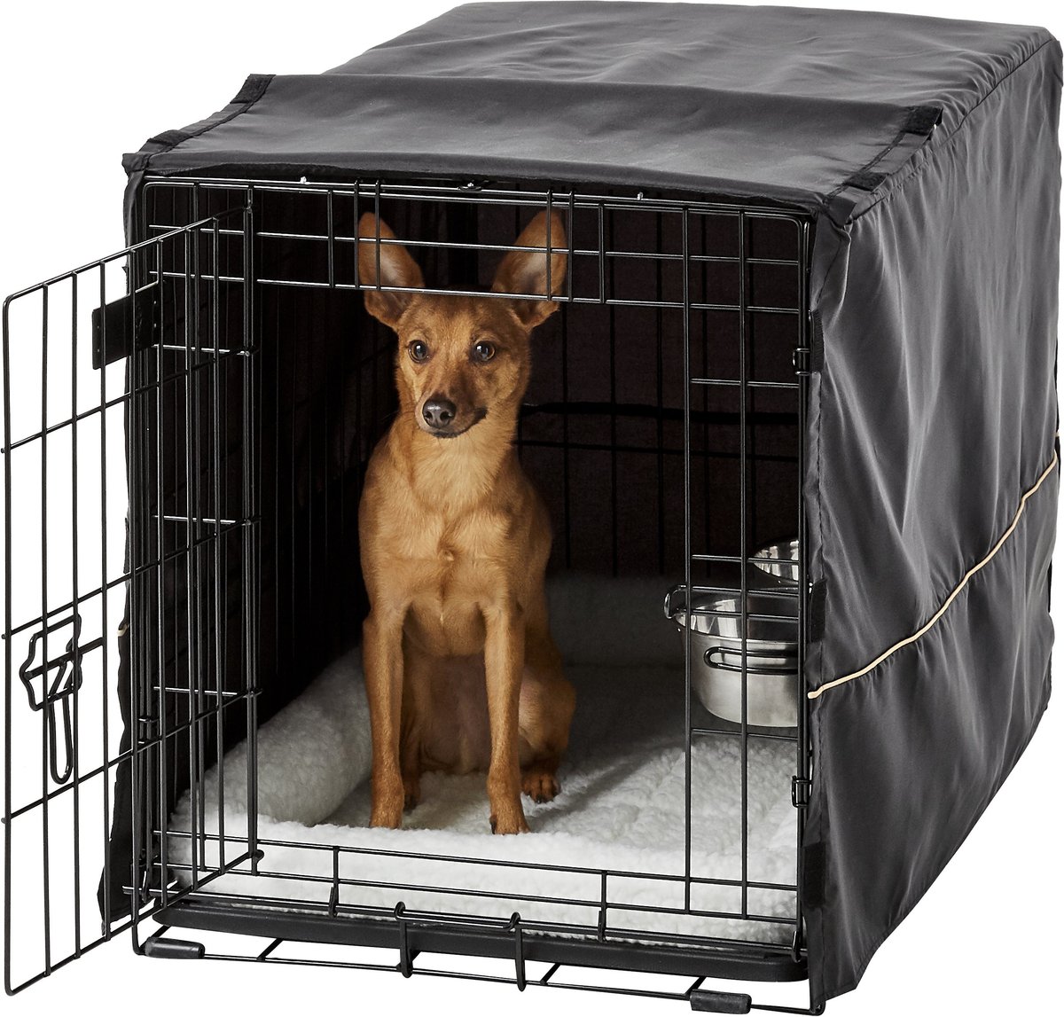 MIDWEST iCrate Double Door Collapsible Wire Dog Crate Kit, Black, 30 ...
