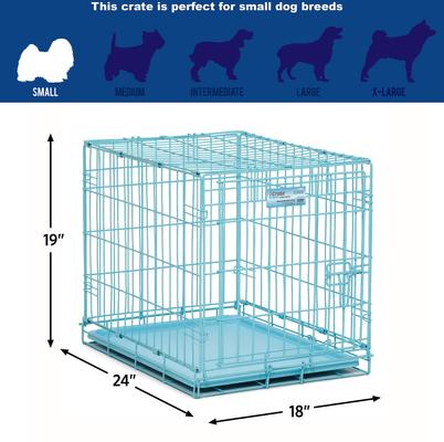 Show full view: MidWest iCrate Double Door Collapsible Wire Dog Crate Kit, Blue, 24 inch slide 4 of 7